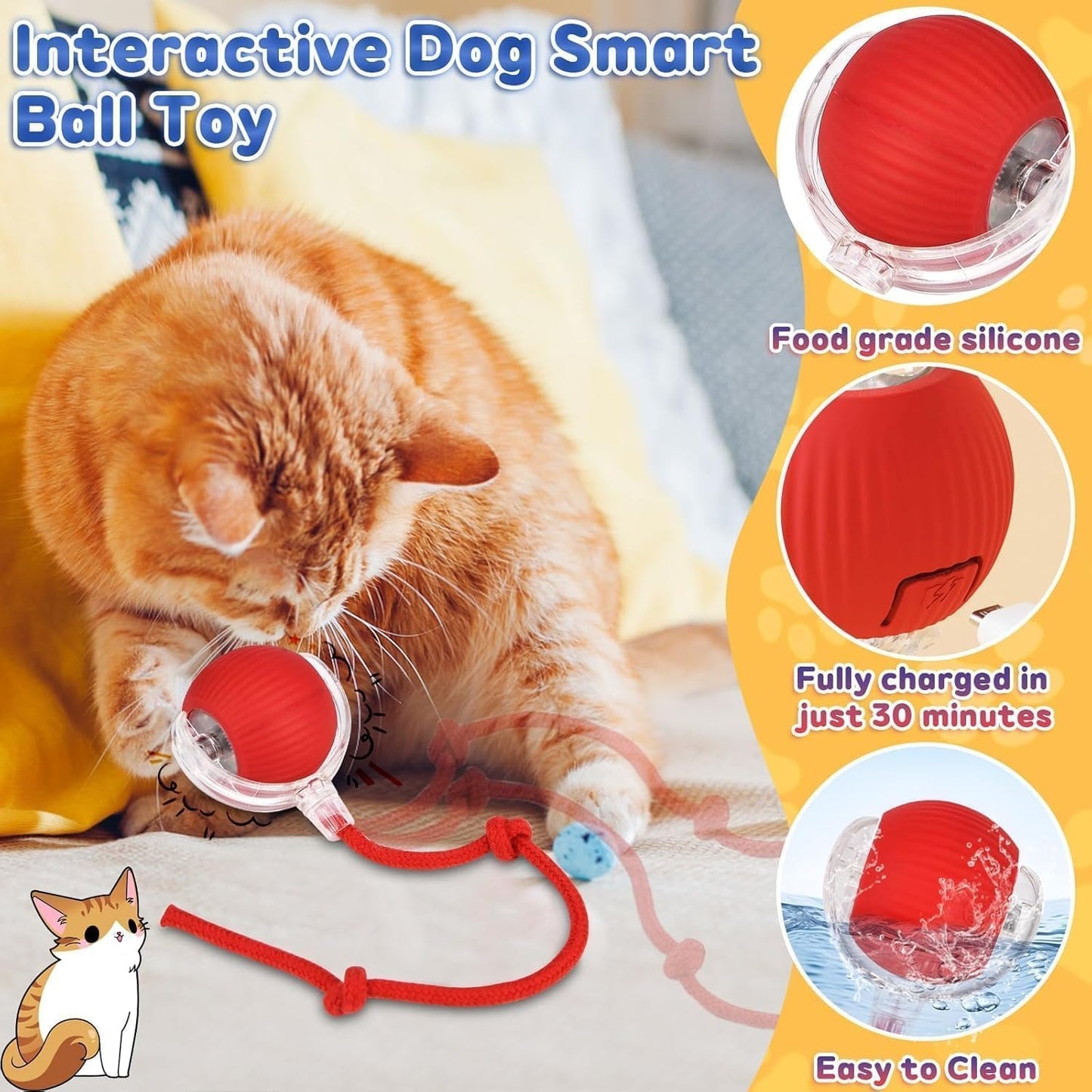 Alba Bruno's Interactive cat & Dog Ball Toy Smart self Rolling pet Ball